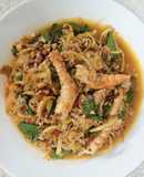 ยำหัวปลีกุ้งย่าง