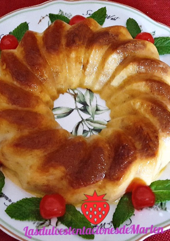 Una foto de Pudín de Melocotón y Nueces al Microondas
