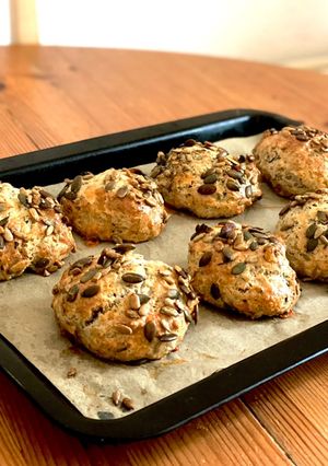 A picture of Herb, Cheese, Nuts and Seed Scones.