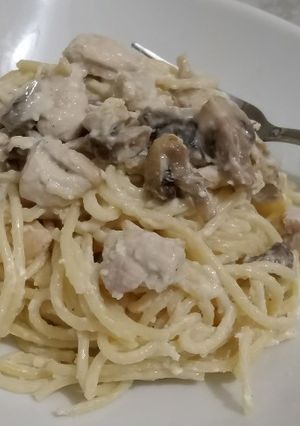 Foto resep Pasta ayam jamur saus putih ala2