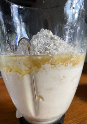 Una foto de Fainá de queso licuado