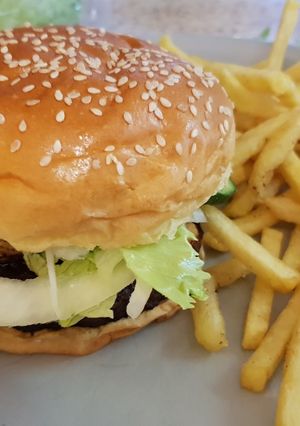 A picture of My Aberdeen Angus Steak with Grilled Hallumi Cheese and Sauce.