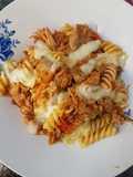 Pasta con pollo en salsa de soya