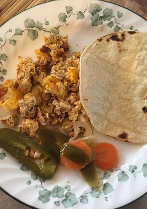 Una foto de Huevos con chorizo