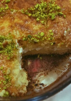 صورة لوصفة بسبوسة محشية بالقشطة 😋