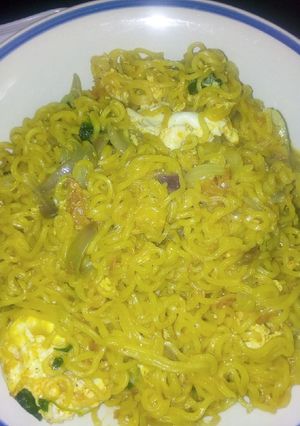 A picture of Indomie with egg.