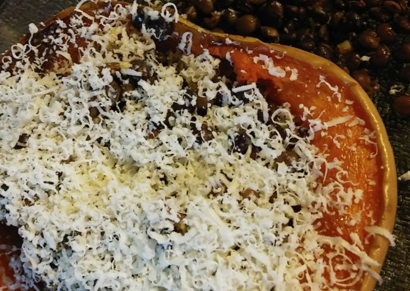 Calabaza rellena con crema de lentejas súper fácil