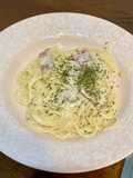Pork spaghetti carbonara