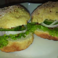 A picture of Homemade chicken burger.