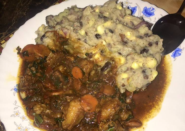 Lunch/Dinner: Mukimo served with wet fry beef