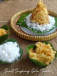 Foto resep Sawut Singkong Gula Merah dengan Takir Bunga