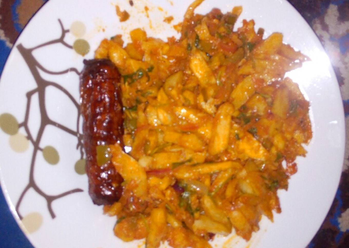 Chips masala and sausage..
