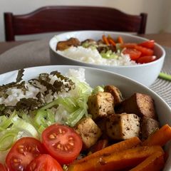 A picture of Tofu and rice <3.