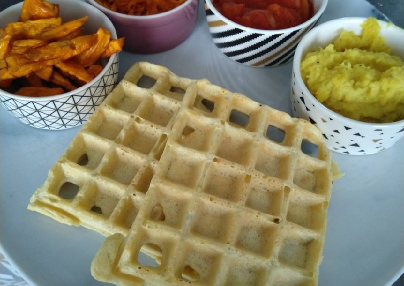 Gaufre salée et farandole de légumes