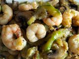 Revuelto de calabacín champiñón y gambas