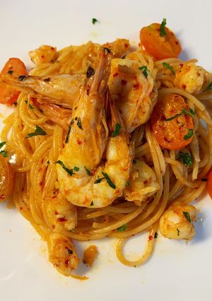 Foto resep Spaghetti aglio e olio with shrimp
