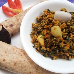 A picture of Coriander leaves-spring onions-moong daal dry.