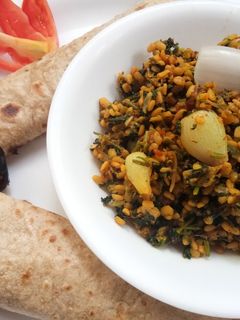 A picture of Coriander leaves-spring onions-moong daal dry.