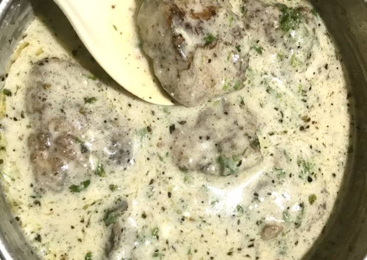 Pan grilled Basa in creamy herbed sauce
