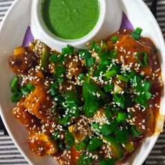 A picture of Paneer chilli dry.