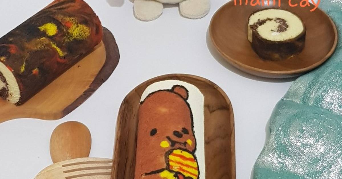 Resep Bolu Gulung Kukus Lukis Motif Kartun Oleh Desfita Mami Cay Cookpad