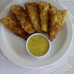 A picture of Crispy Fish Fillets with Mustard Sauce.
