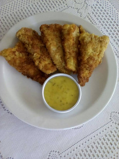 A picture of Crispy Fish Fillets with Mustard Sauce.