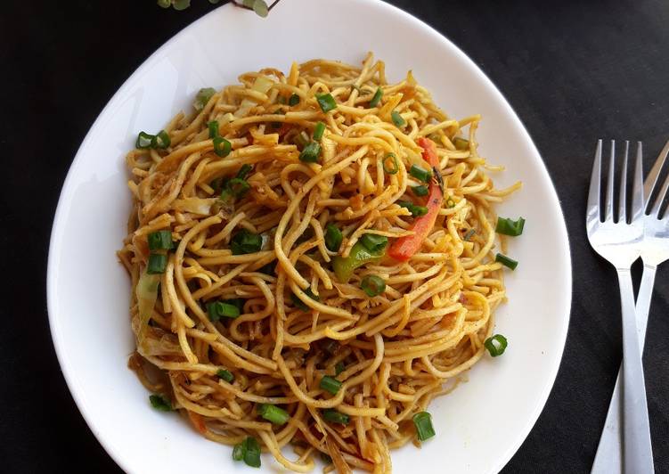 Steps to Prepare Super Quick Homemade Authentic Veg-Hakka Noodles