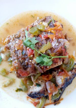 A picture of Stewed Nile perch fish/ Mbuta.