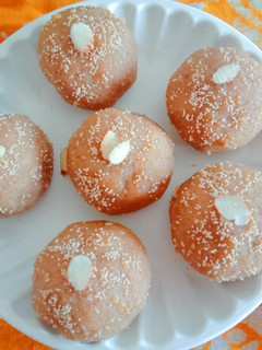A picture of Wheat flour old traditional soft churma ladoo.