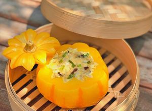 Hình của món Bí ngô hấp tôm yến mạch (baby food).