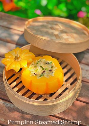 Hình của món Bí ngô hấp tôm yến mạch (baby food).