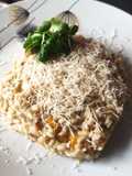 Risotto de calabaza y champiñones con queso gorgonzola
