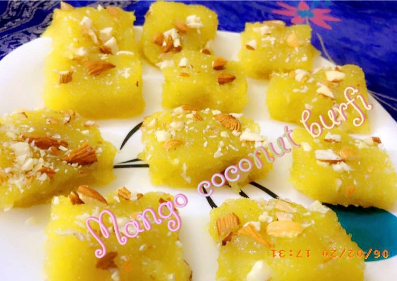Mango coconut burfi