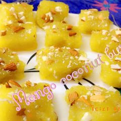 A picture of Mango coconut burfi.