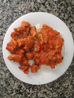 Foto principal de Pisto con arroz blanco y carne de cerdo en Thermomix