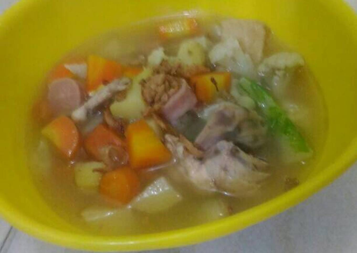 Sop ayam sosis tahu murah anak kos mudah praktis magic com sehat