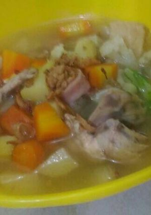 Foto resep Sop ayam sosis tahu murah anak kos mudah praktis magic com sehat