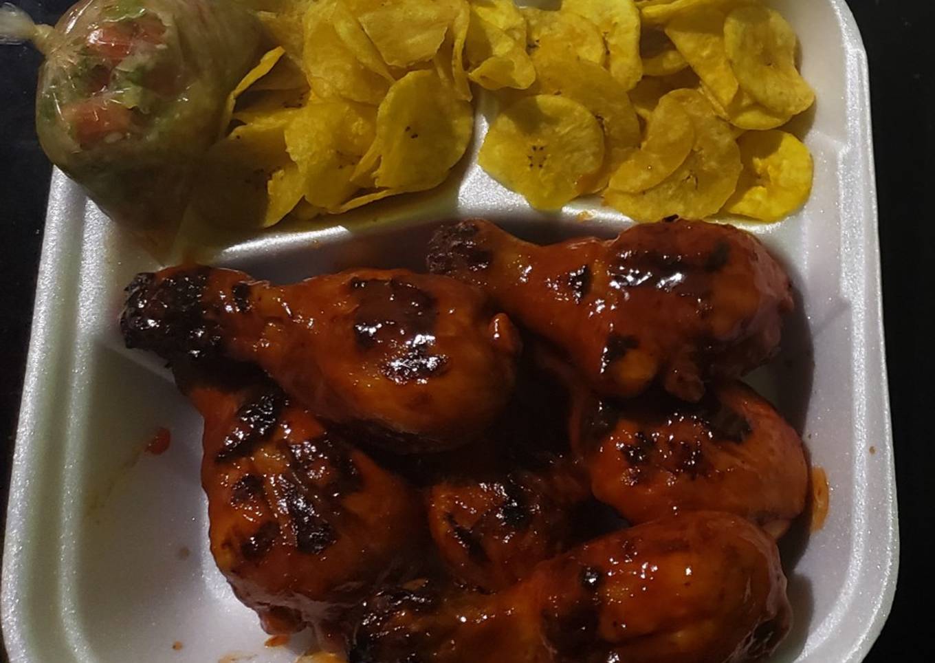 Conitos de pollo en salsa bbq