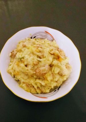 O poză a rețetei Salată de fasole boabe cu maioneză și mărar verde.