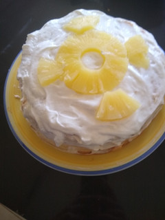 Una foto de Torta de panqueques a la piña colada