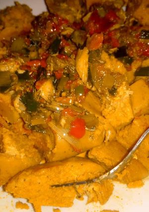 A picture of Moi moi and fish souce.