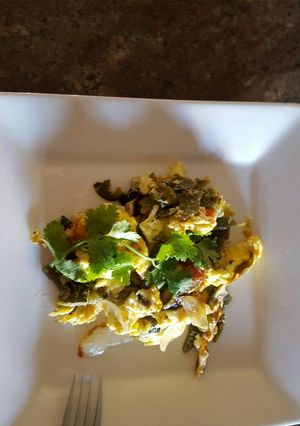 Una foto de Huevos con rajas de poblano