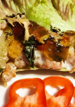 Фото Язычки из кабачка с фаршем и овощами.
