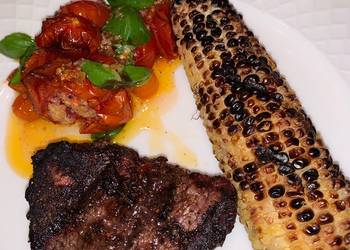 Easiest Way to Make Yummy Grilled Fillet Mignon with grilled corn and roasted garlic tomatoes 