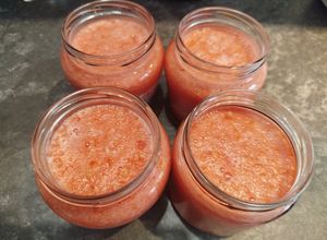 Una foto de Tomate licuado y congelado en botes