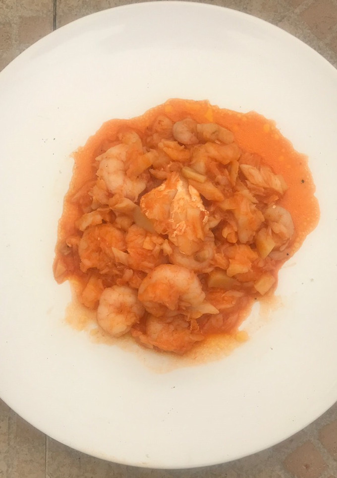 Una foto de Bacalao al ajoarriero con gambas