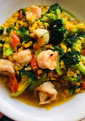 Foto resep Tumis Udang Jagung Brokoli