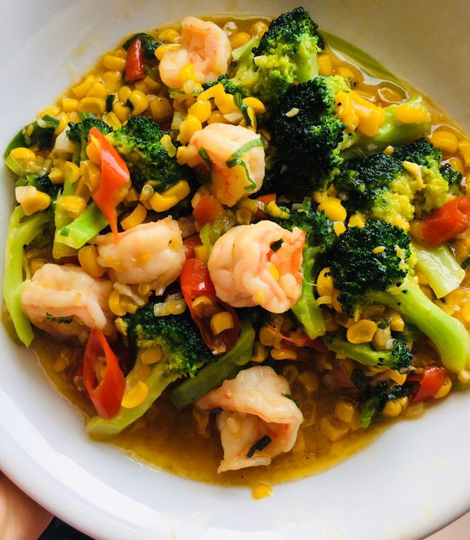 Foto resep Tumis Udang Jagung Brokoli