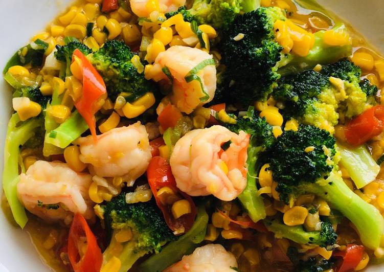 Tumis Udang Jagung Brokoli
